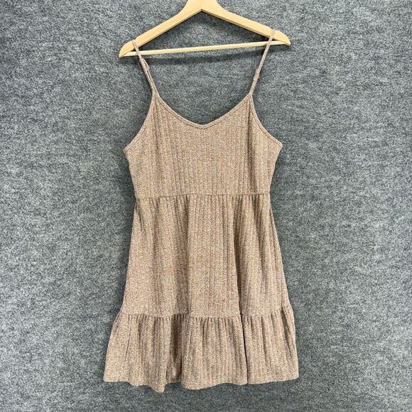 Unbranded Dresses & Skirts - Unbranded Dress Women M Medium Beige Sheath Midi V-Neck Sleeveless Casual Solid